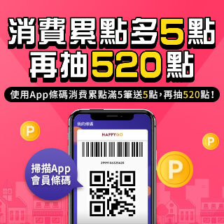 使用App消費累點多5點 再抽520點