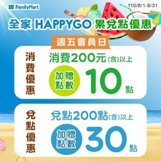 每週五GO全家 會員日+30點!