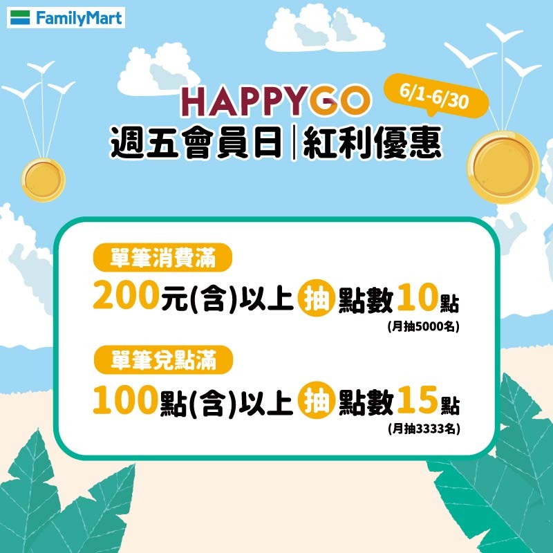 6月週五全家會員日 紅利優惠!
